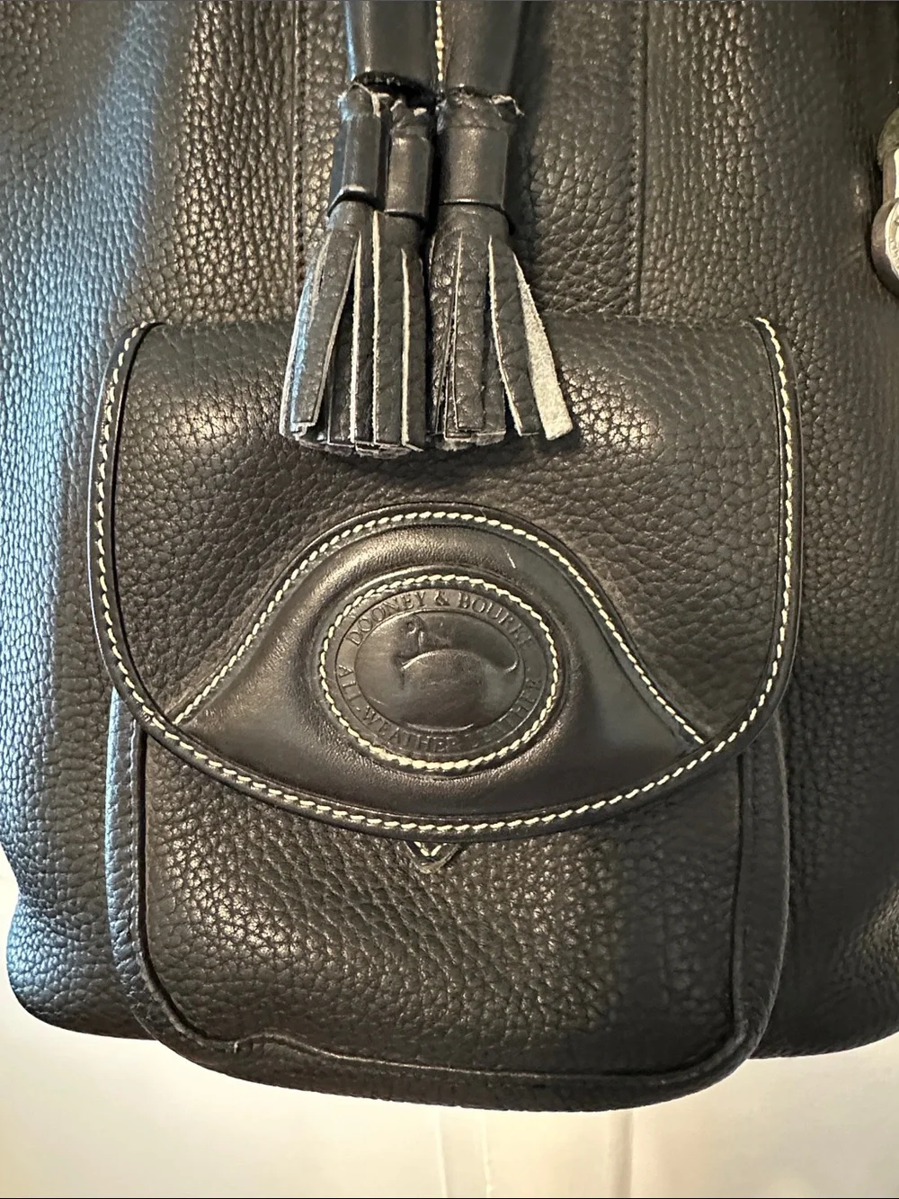 Dooney & Bourke Classic Vintage Black Leather Drawstring Sling Backpack